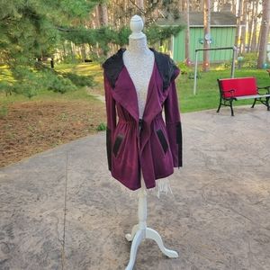 Blanc noir sweatshirt jacket with silky lined hood.